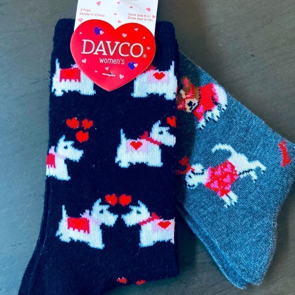 Valentine Dogs 2-pr Adult Fun Socks